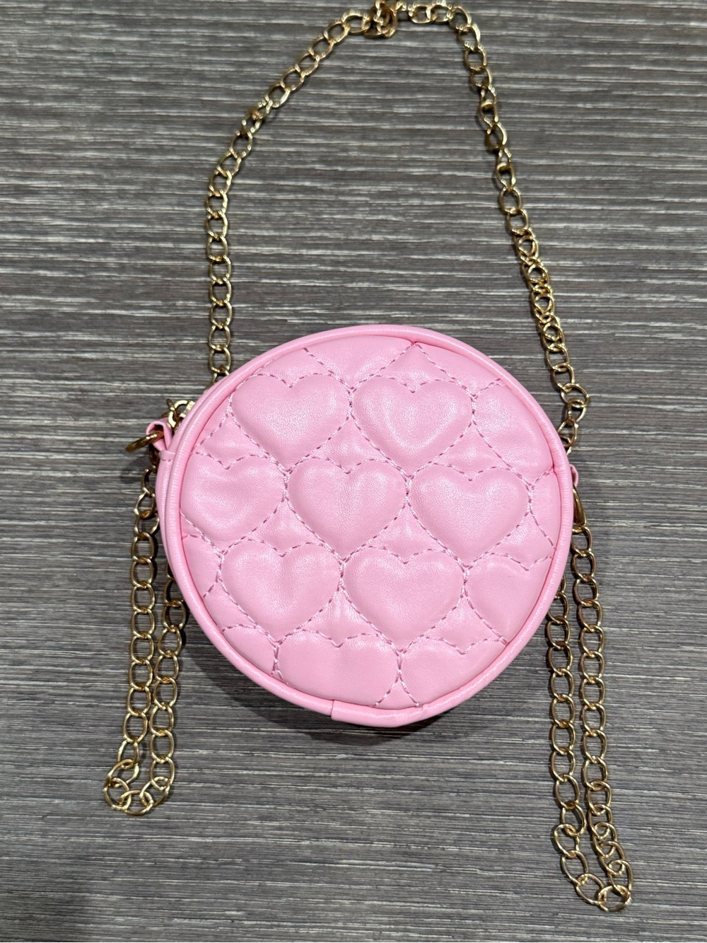 NWY shein Pink Quilted Heart Round Crossbody Bag